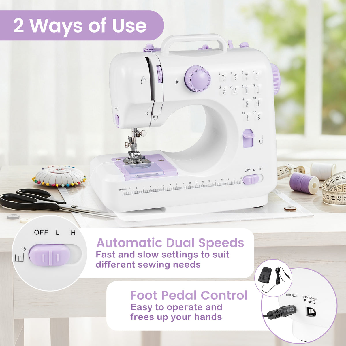 Mini Sewing Machine with 12 Stitches for Beginners