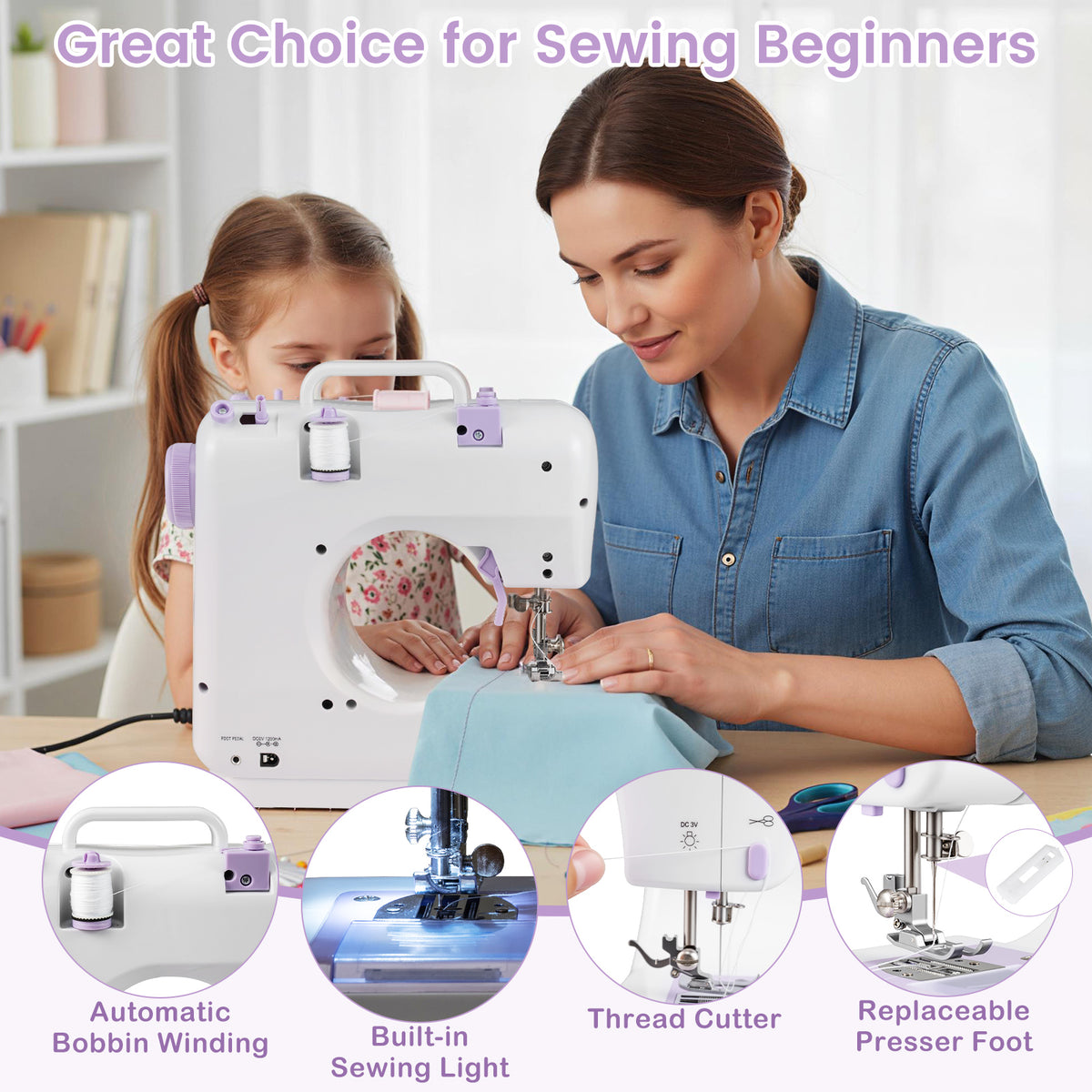 Mini Sewing Machine with 12 Stitches for Beginners
