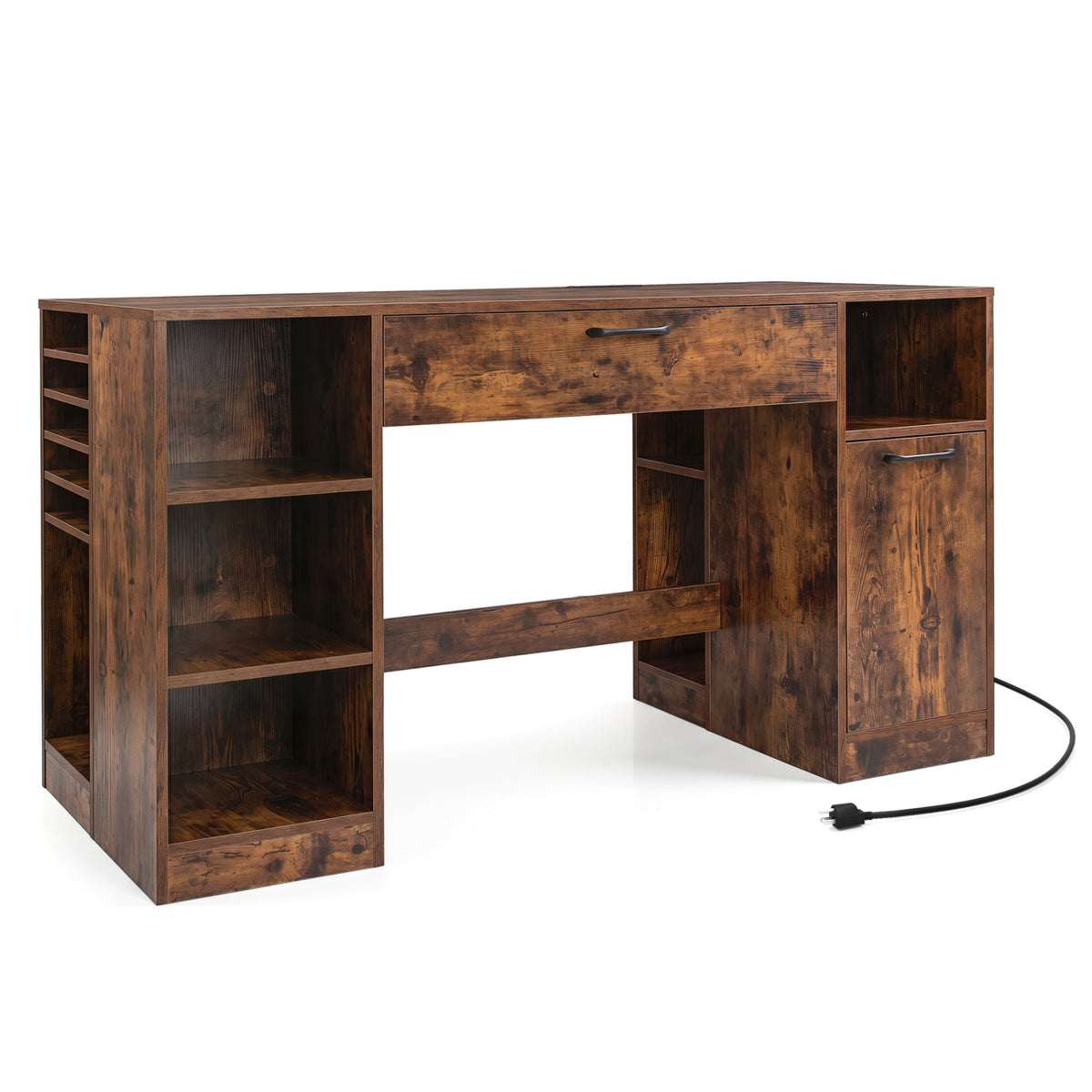 Sewing Table with Power Outlets Craft Station Desk 2 Drawers Open