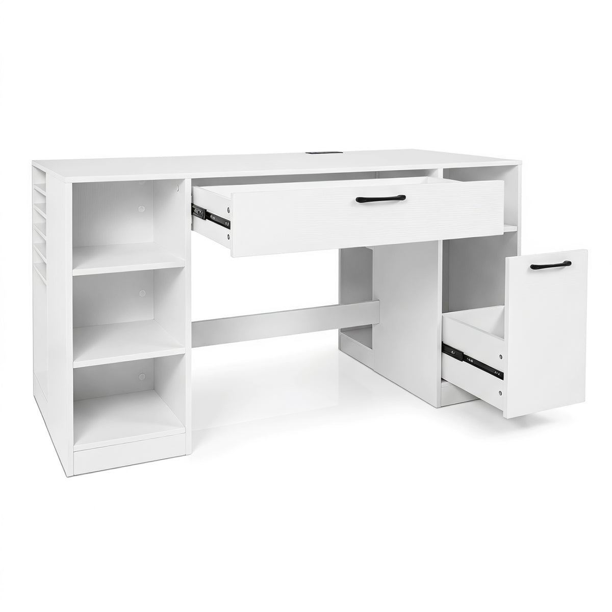 Sewing Table with Power Outlets Craft Station Desk 2 Drawers Open