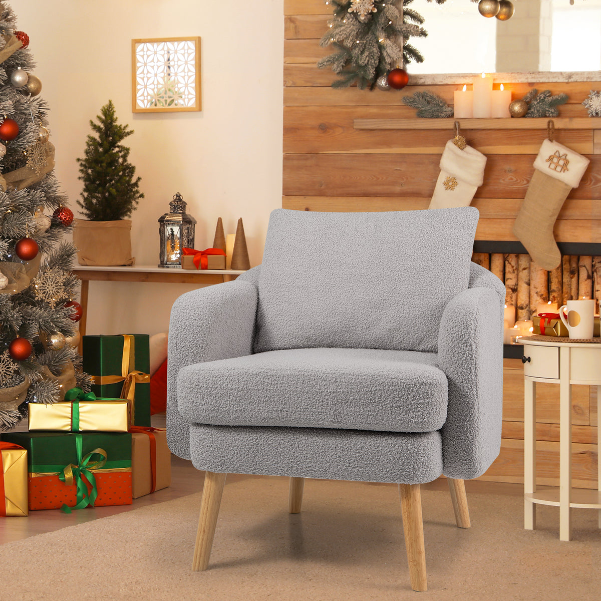 Sherpa Accent Chair Modern Living Room Furniture - Gray