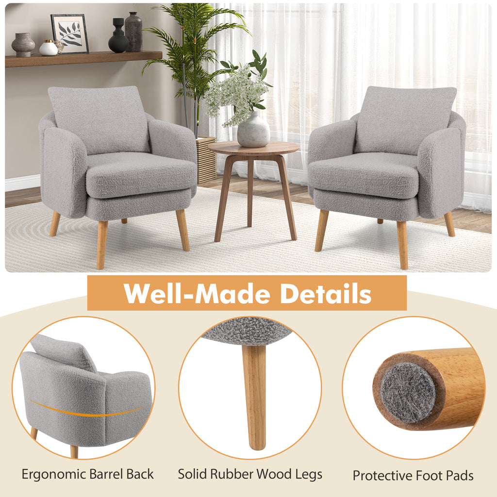 Sherpa Accent Chair Modern Living Room Furniture - Gray