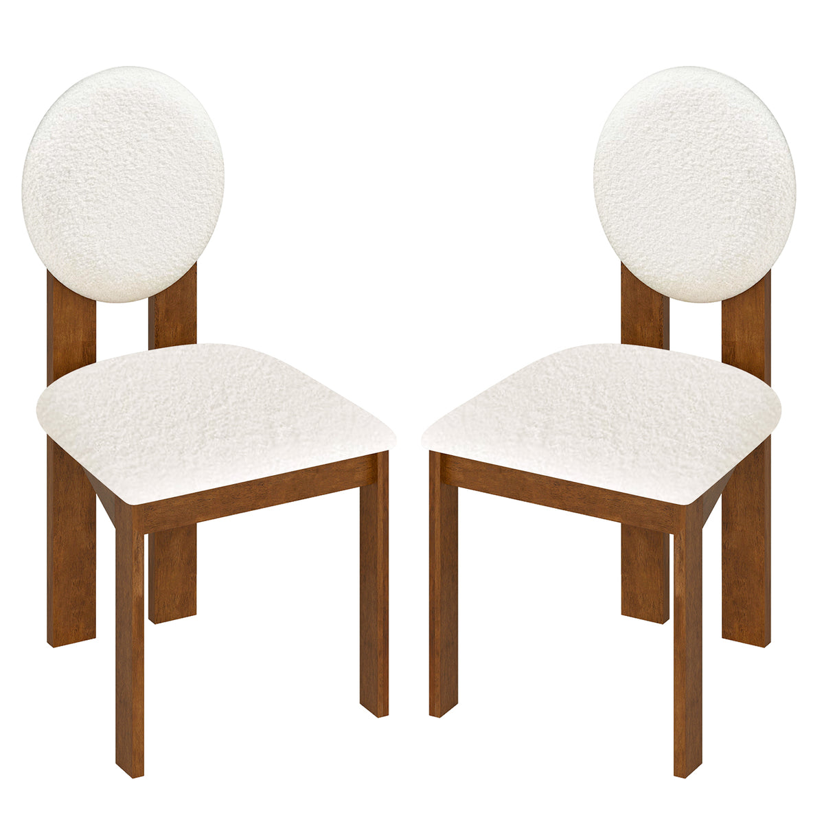 Sherpa Dining Chairs Set of 2, White – Rubber Wood Legs