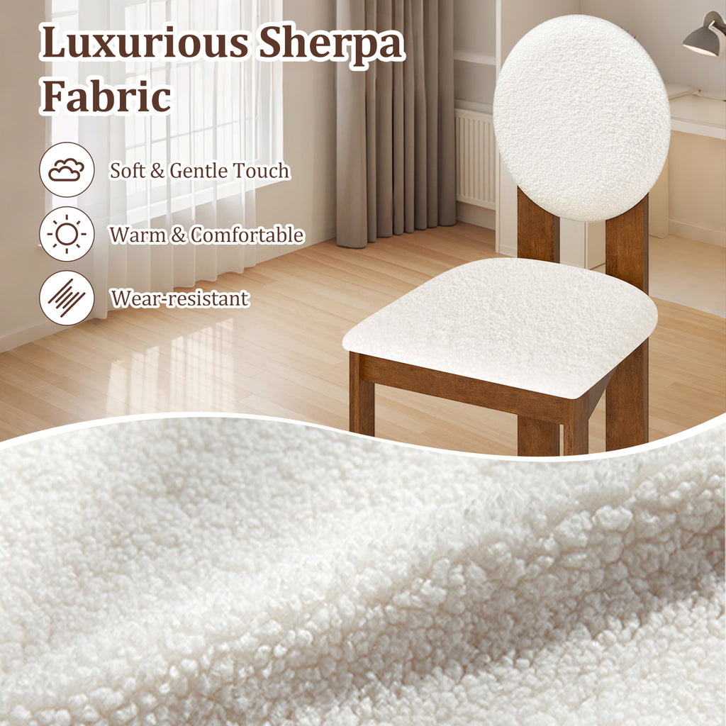 Sherpa Dining Chairs Set of 2, White – Rubber Wood Legs