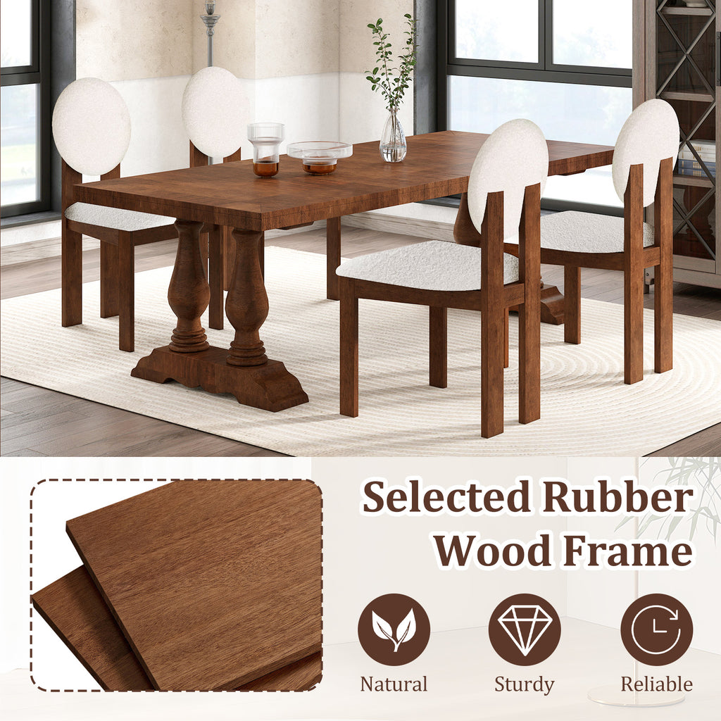 Sherpa Dining Chairs Set of 2, White – Rubber Wood Legs