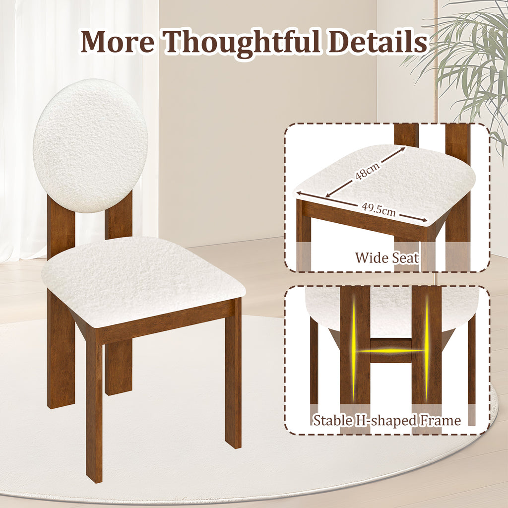 Sherpa Dining Chairs Set of 2, White – Rubber Wood Legs