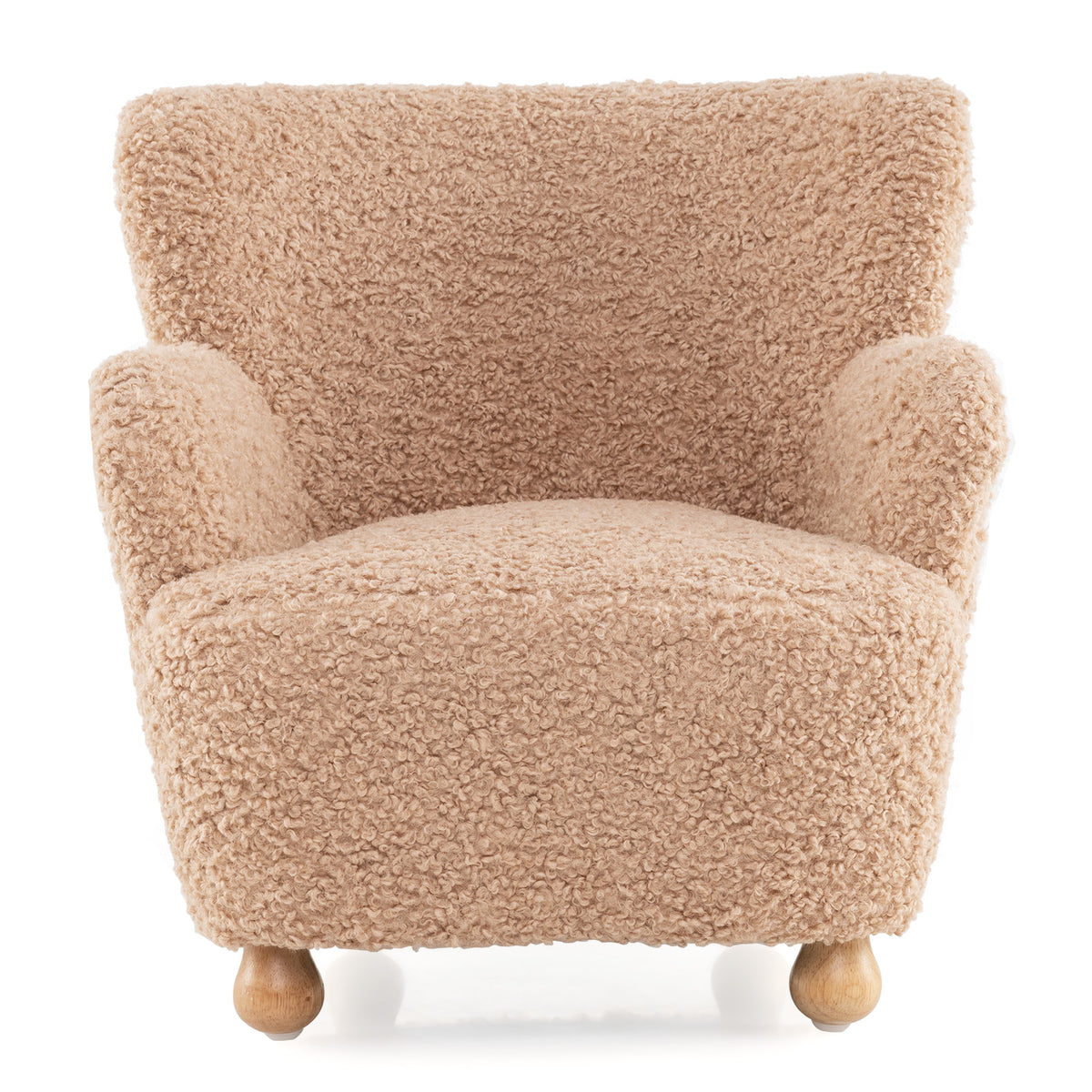 Pink Sherpa Kids Sofa Armchair with Solid Rubber Wood Legs for Toddlers
