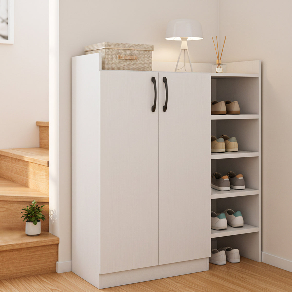 Shoe Cabinet with 2 Doors Storage Organizer Adjustable Inner Shelves
