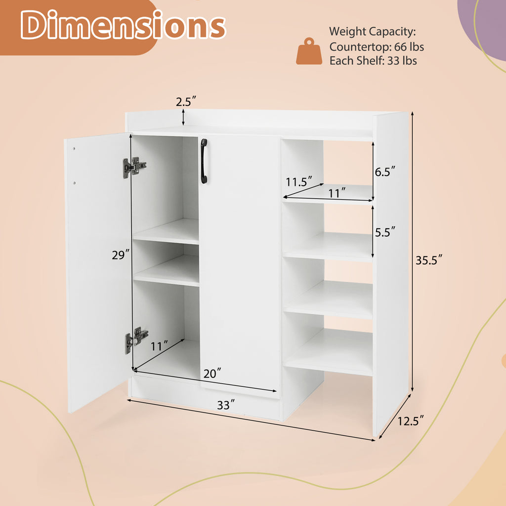 Shoe Cabinet with 2 Doors Storage Organizer Adjustable Inner Shelves