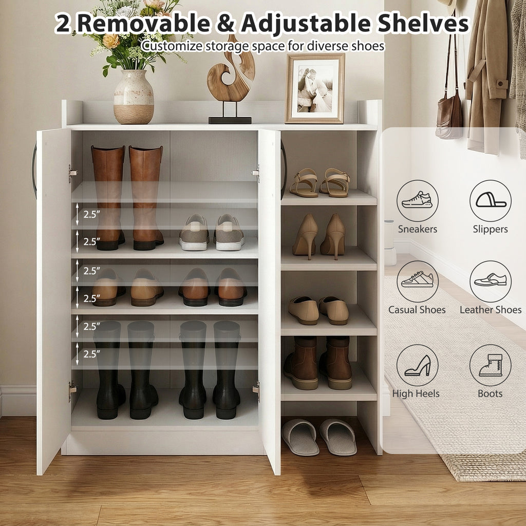 Shoe Cabinet with 2 Doors Storage Organizer Adjustable Inner Shelves