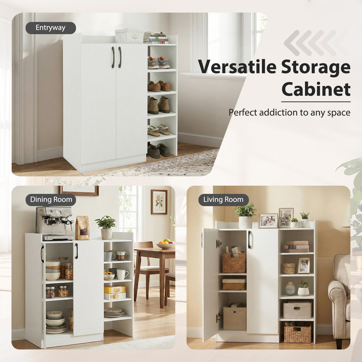 Shoe Cabinet with 2 Doors Storage Organizer Adjustable Inner Shelves