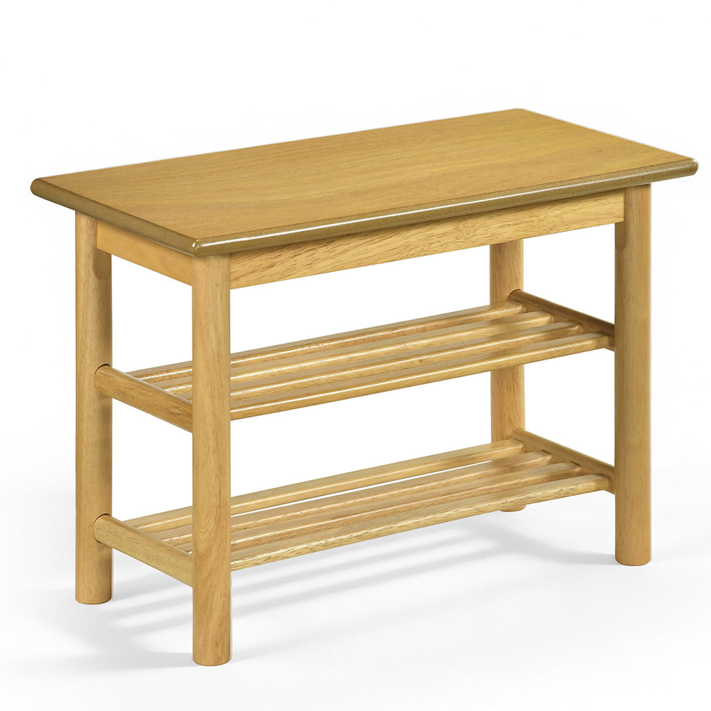 Shoe Rack Bench 3-Tier Rubberwood Changing