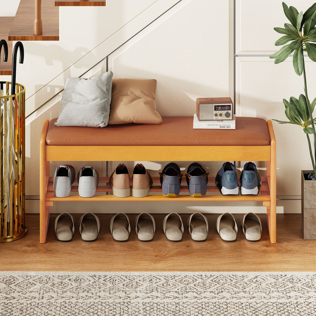 Shoe Rack Bench with Storage - Brown