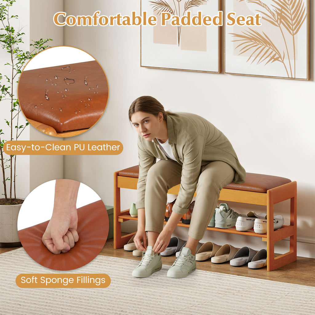 Shoe Rack Bench with Storage - Brown