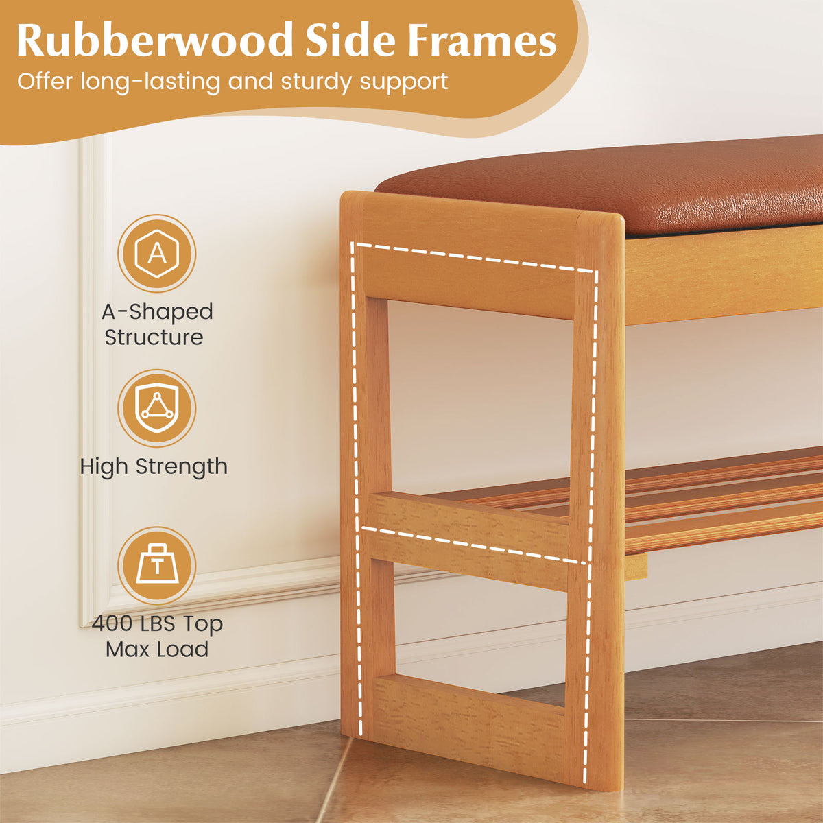 Shoe Rack Bench with Storage - Brown