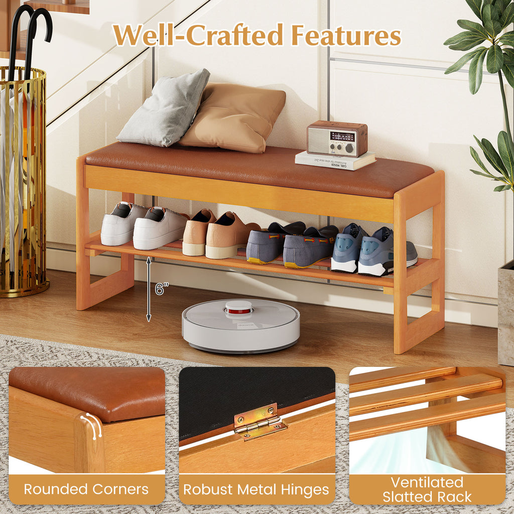 Shoe Rack Bench with Storage - Brown