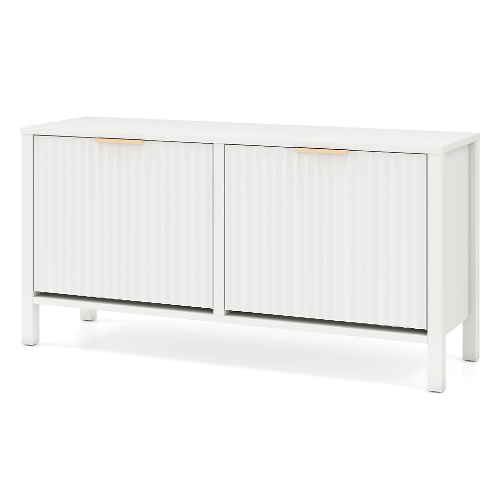 Shoe Storage Bench with 2 Flip Drawers - White