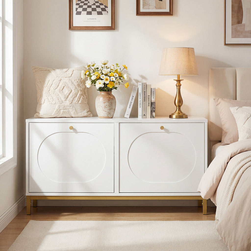 Shoe Storage Bench with 2 Flip Drawers & Adjustable Shelves - White