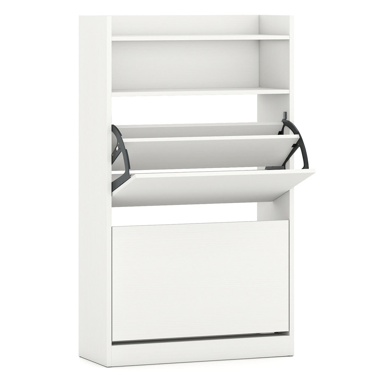 Shoe Storage Cabinet with Flip Drawers - White
