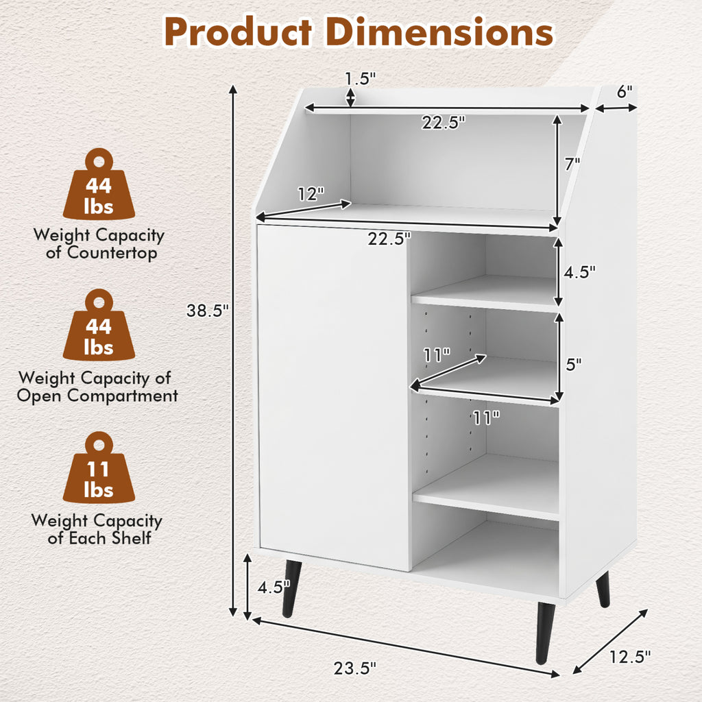 Shoe Storage Cabinet with 2-Tier Open Compartment and 4-Tier