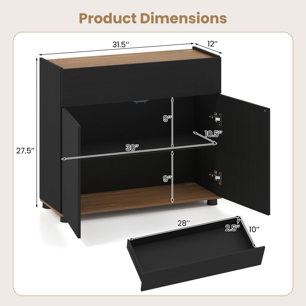 Sideboard Buffet Cabinet with Storage - Black