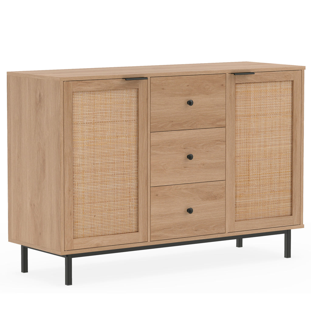 Rustic Farmhouse Sideboard Buffet Cabinet - 3-Drawer, Natural