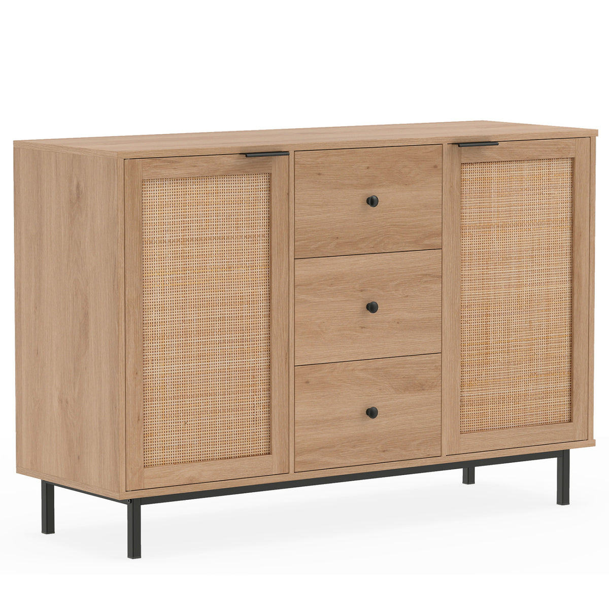 Rustic Farmhouse Sideboard Buffet Cabinet - 3-Drawer, Natural