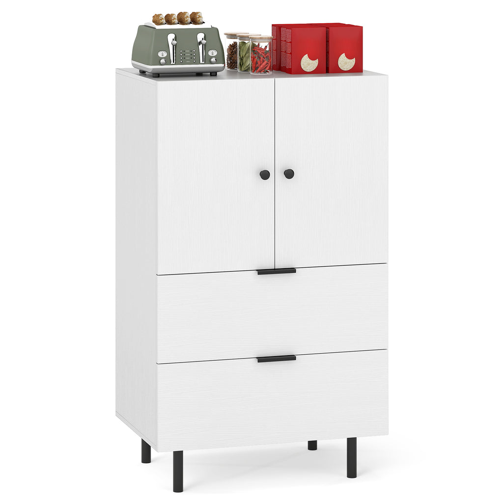 Sideboard Buffet Cabinet 2-Door with Drawers - White