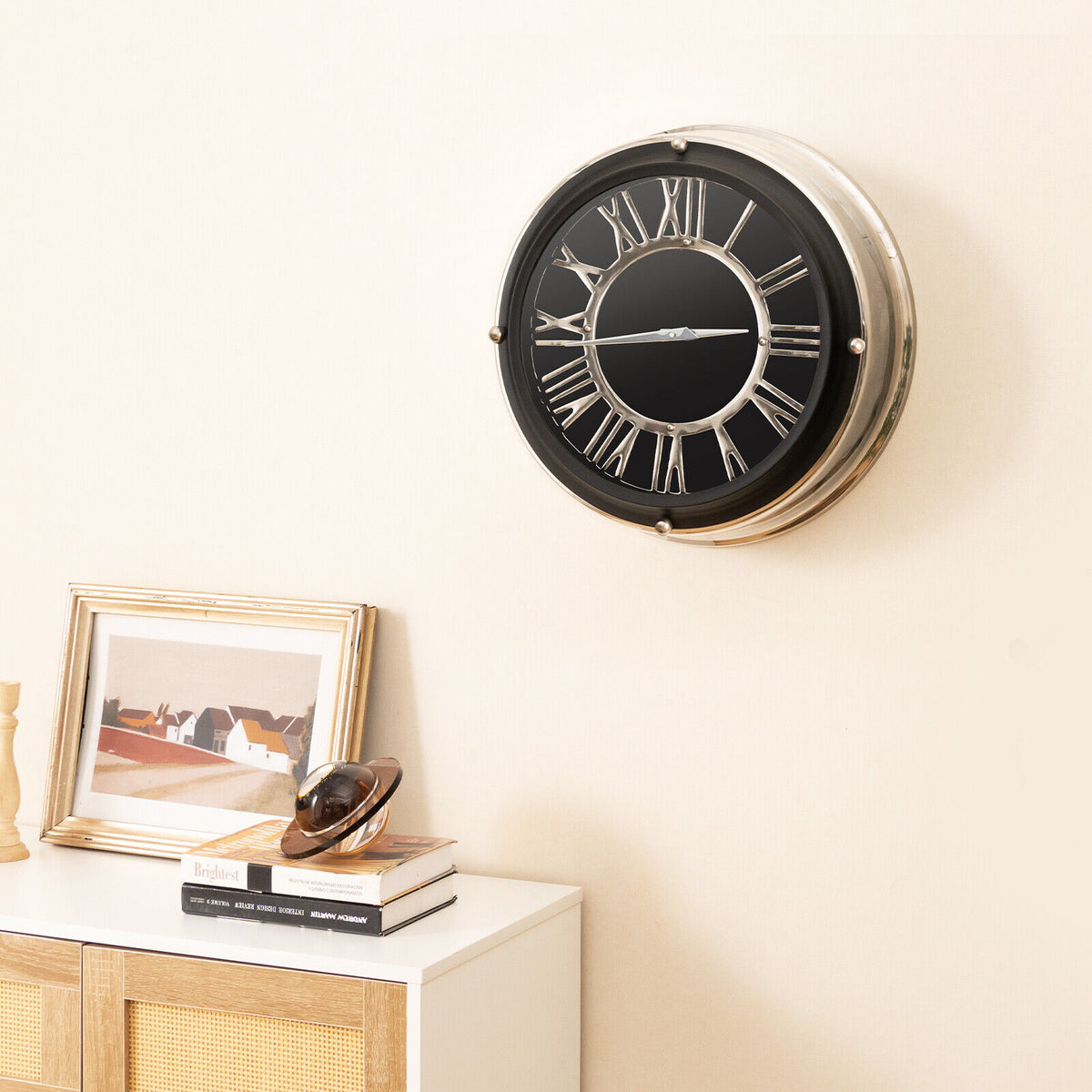 Silent Wall Clock 13.5/17.5 Inch with Silver Frame - Variation S