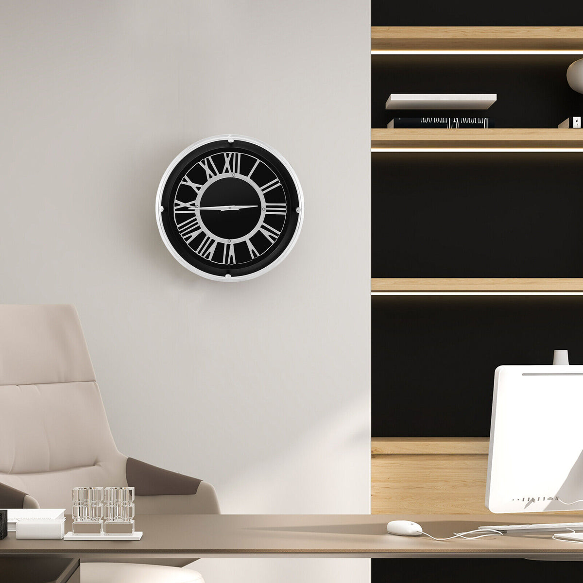 Silent Wall Clock 13.5/17.5 Inch with Silver Frame - Variation S