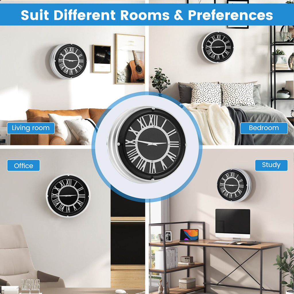 Silent Wall Clock 13.5/17.5 Inch with Silver Frame - Variation S