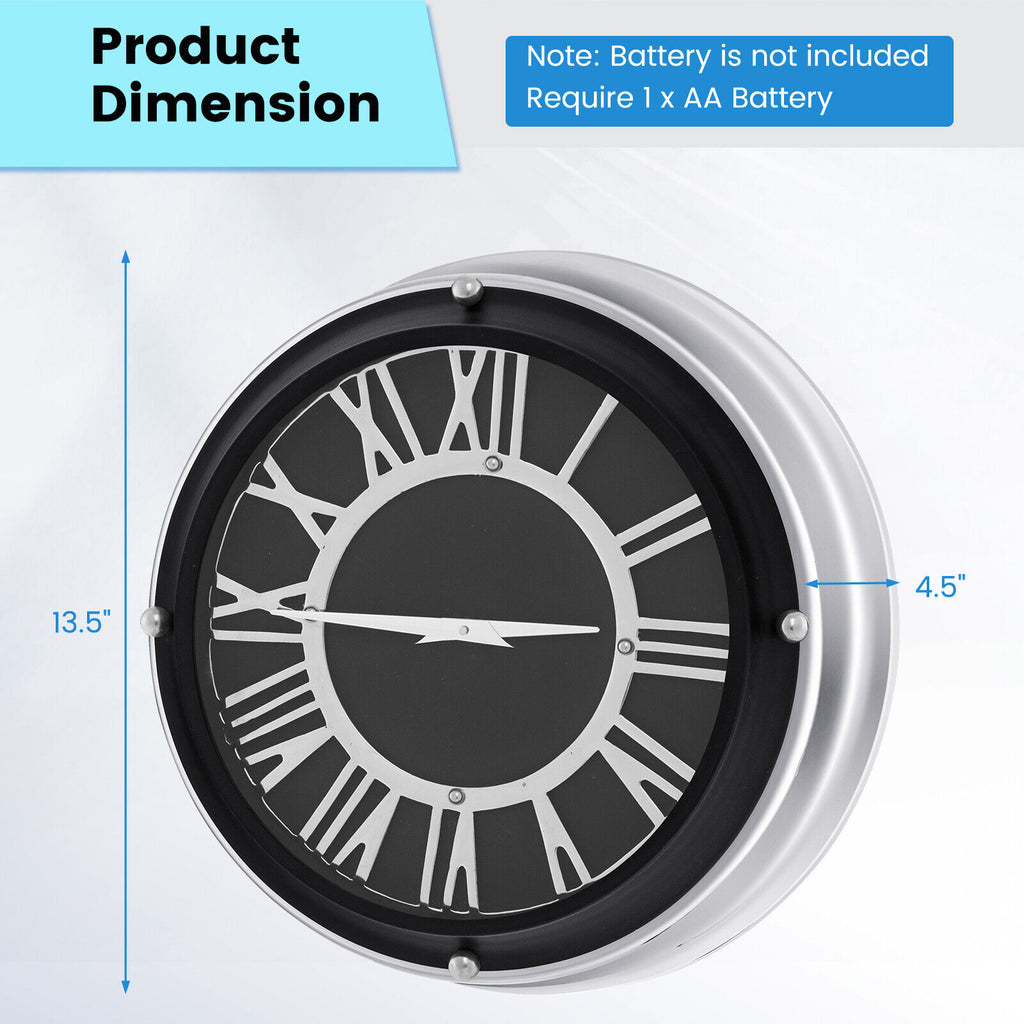 Silent Wall Clock 13.5/17.5 Inch with Silver Frame - Variation S