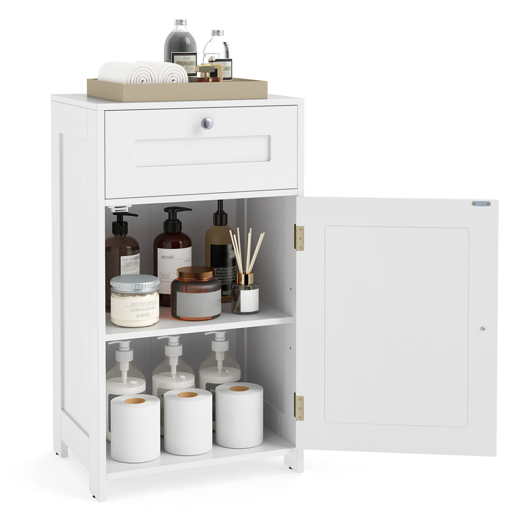 Bathroom Cabinet with Drawer Single Door Adjustable Shelf