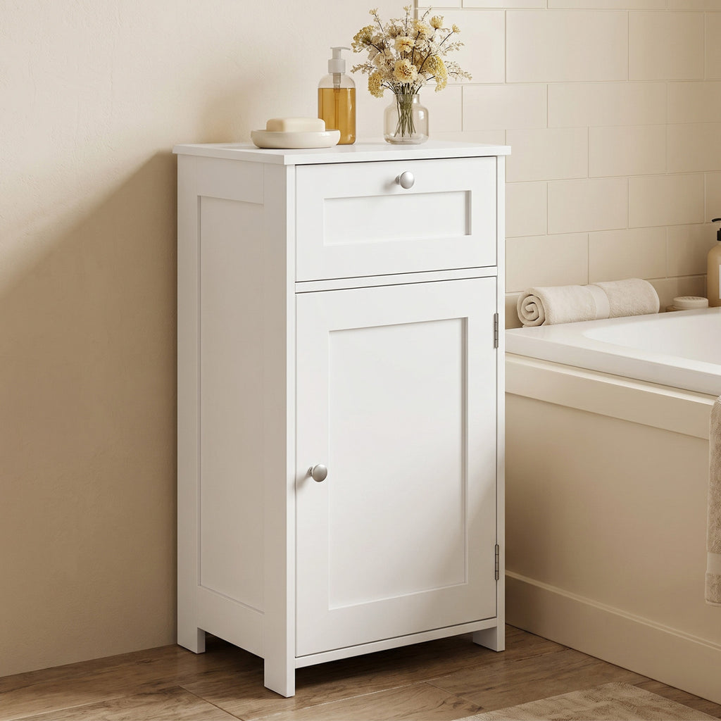 Bathroom Cabinet with Drawer Single Door Adjustable Shelf
