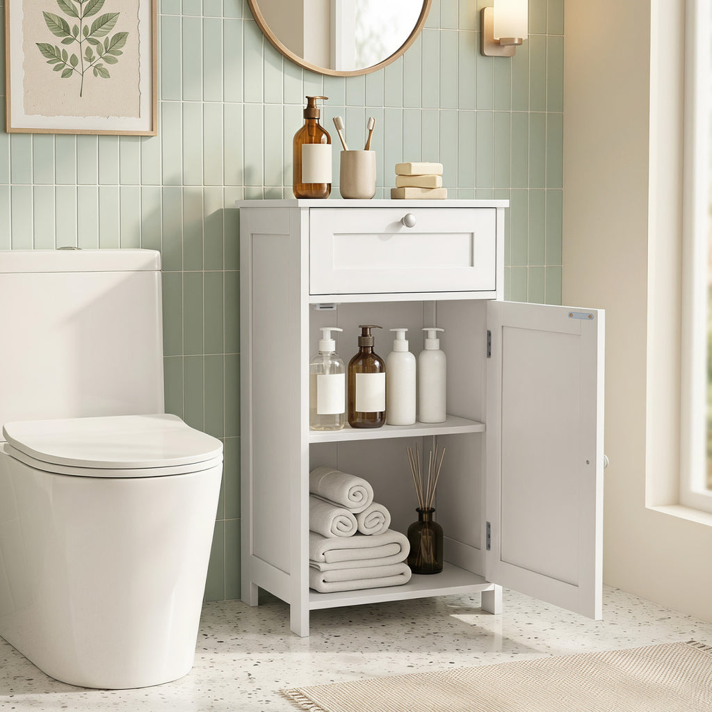 Bathroom Cabinet with Drawer Single Door Adjustable Shelf