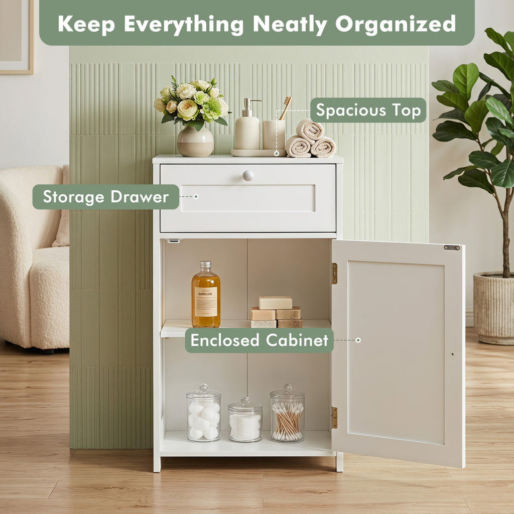 Bathroom Cabinet with Drawer Single Door Adjustable Shelf