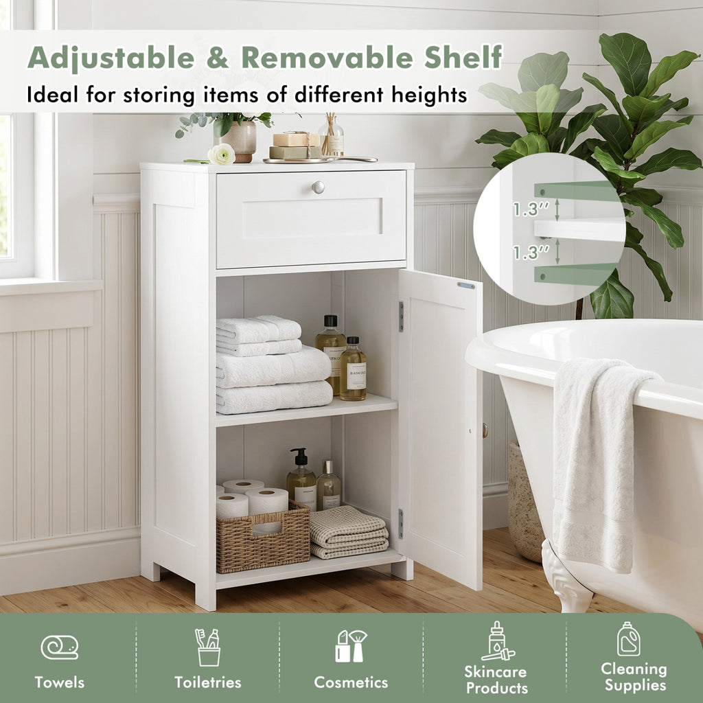 Bathroom Cabinet with Drawer Single Door Adjustable Shelf