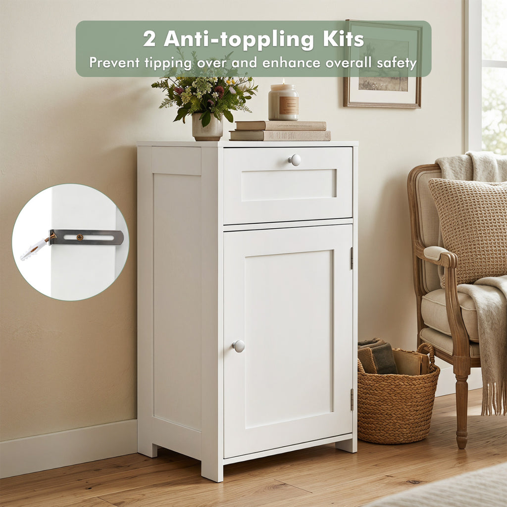 Bathroom Cabinet with Drawer Single Door Adjustable Shelf