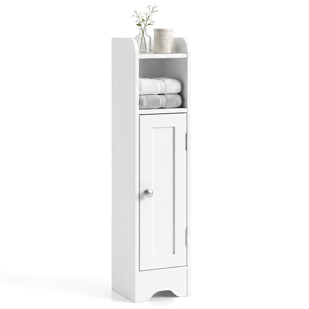 Slim Bathroom Cabinet Corner with 1 Door and Adjustable Shelves