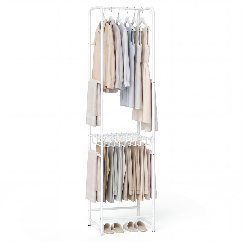 Slim 8-Rod Freestanding Garment Rack with Pants Hangers