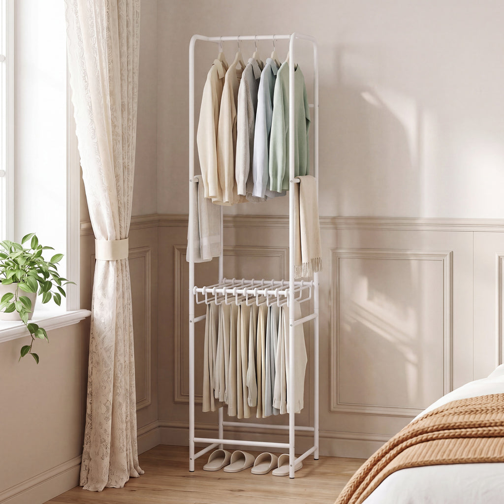 Slim 8-Rod Freestanding Garment Rack with Pants Hangers