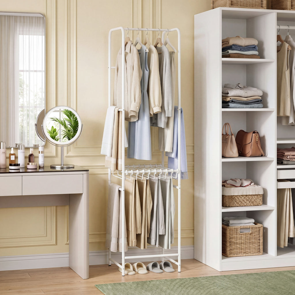 Slim 8-Rod Freestanding Garment Rack with Pants Hangers