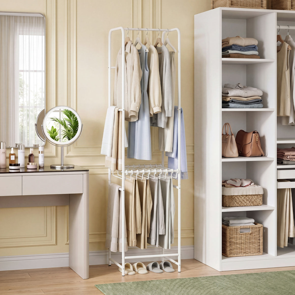 Slim 8-Rod Freestanding Garment Rack with Pants Hangers