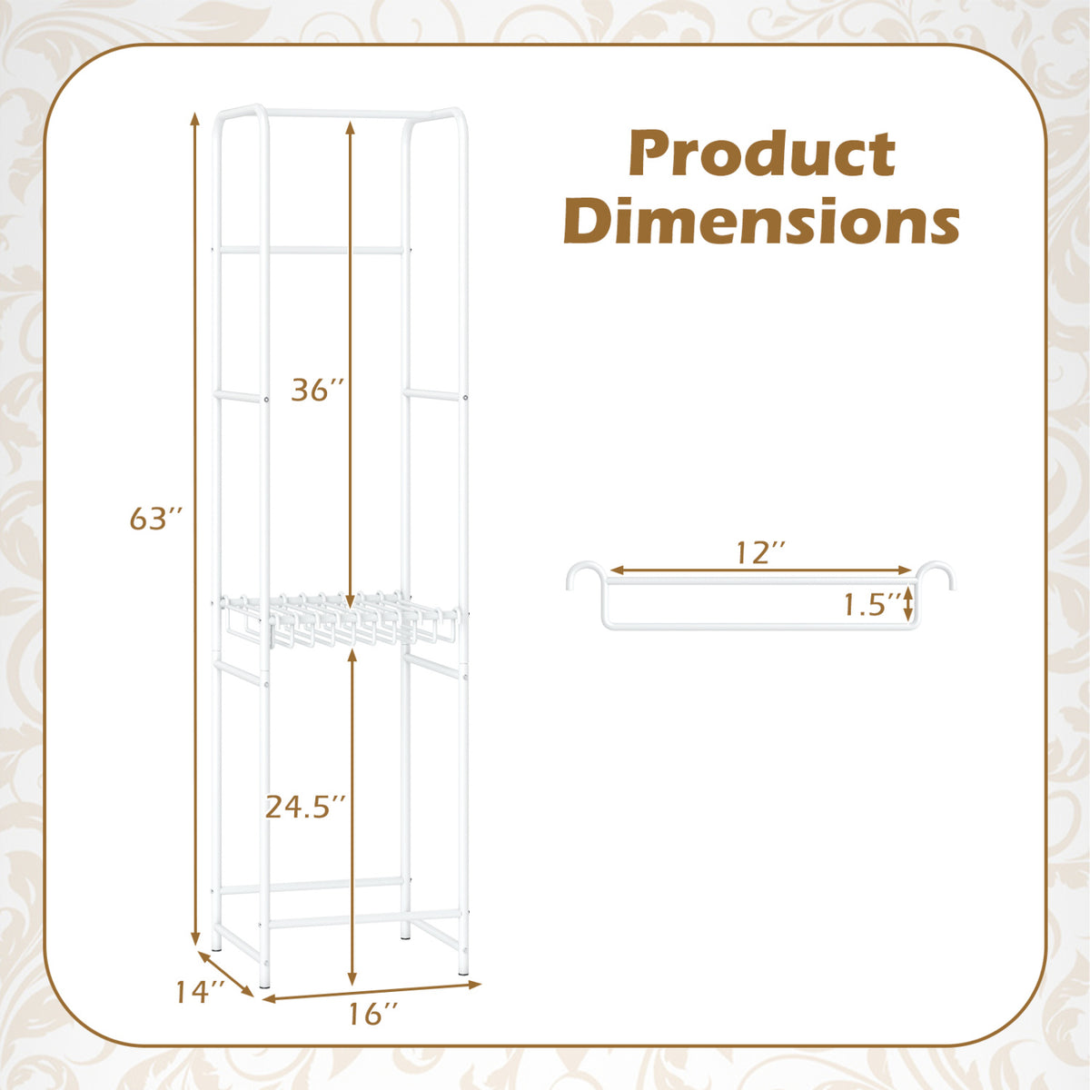 Slim 8-Rod Freestanding Garment Rack with Pants Hangers