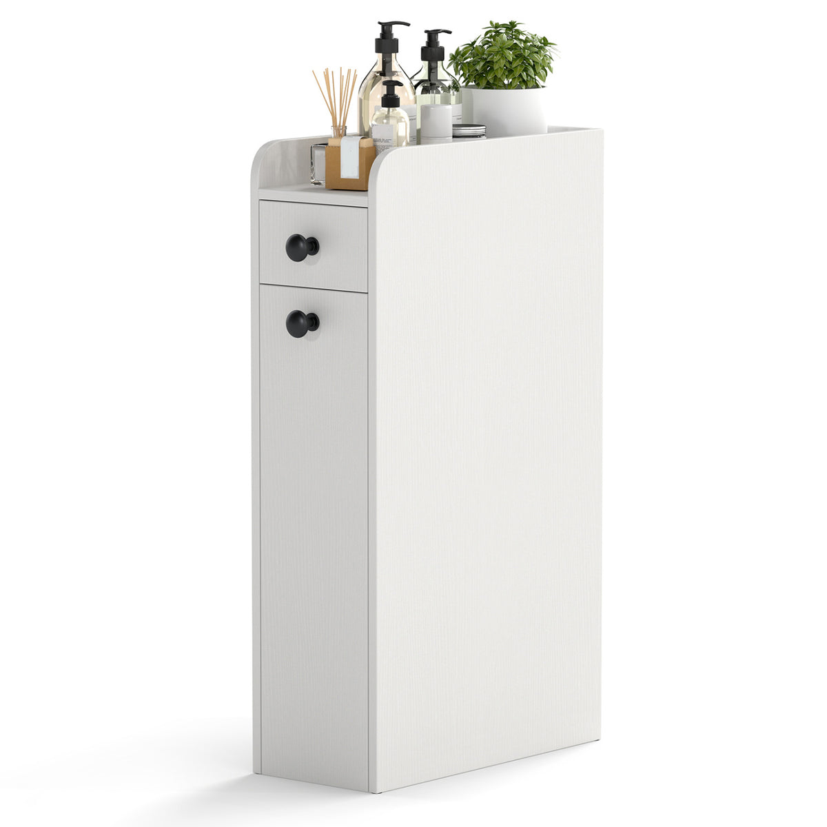 Small Bathroom Storage Cabinet 4-Tier with Slide Out Drawers on