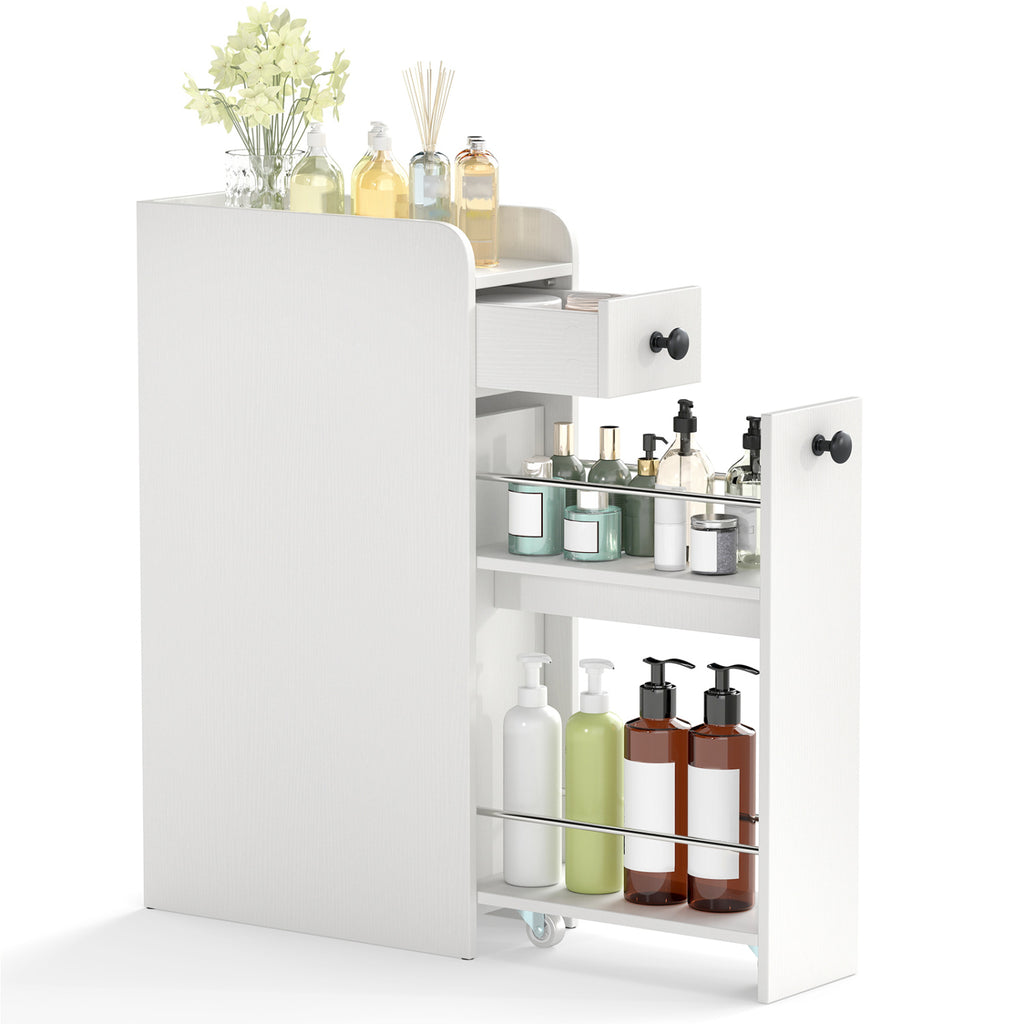Small Bathroom Storage Cabinet 4-Tier with Slide Out Drawers on