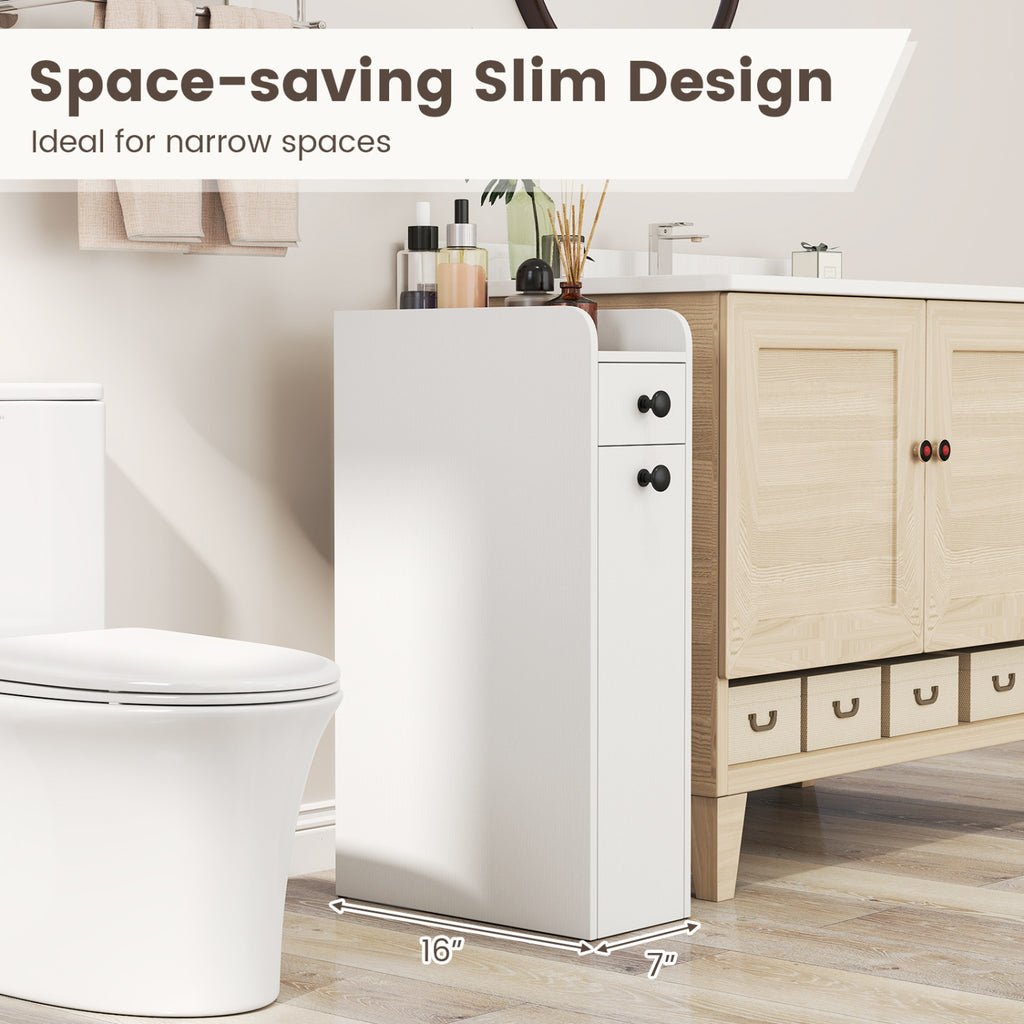 Small Bathroom Storage Cabinet 4-Tier with Slide Out Drawers on