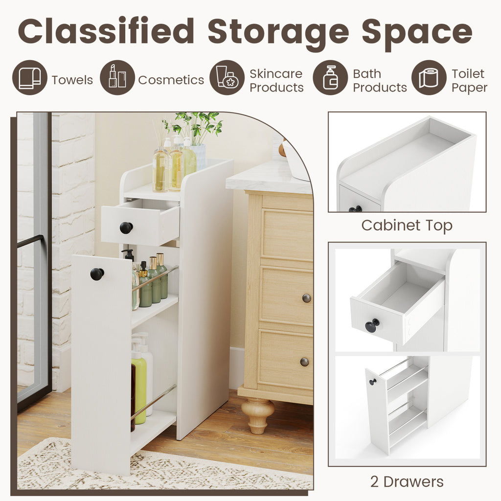 Small Bathroom Storage Cabinet 4-Tier with Slide Out Drawers on