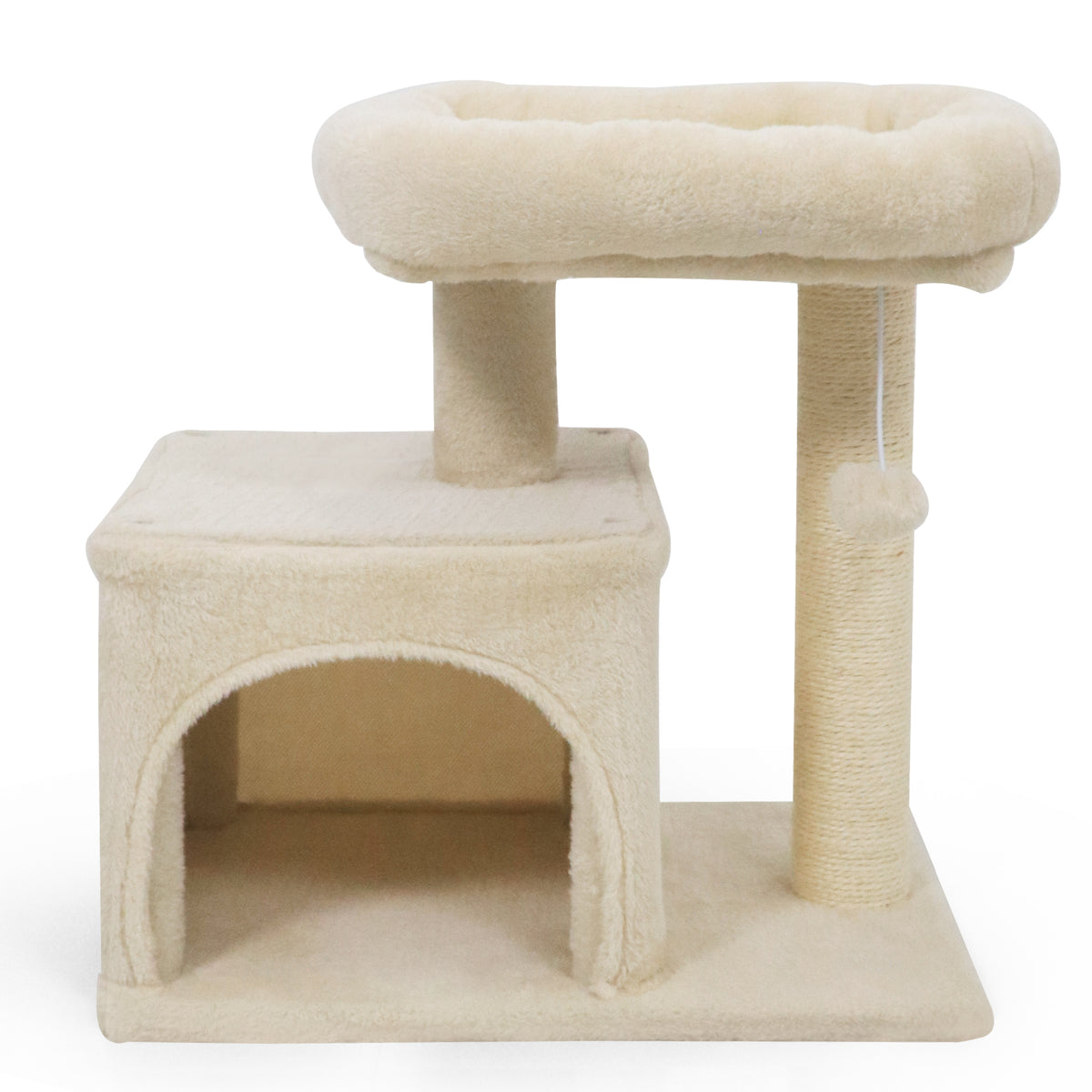 Small Cat Tree with Large Padded Plush Perch - Beige, Indoor Cat Furniture