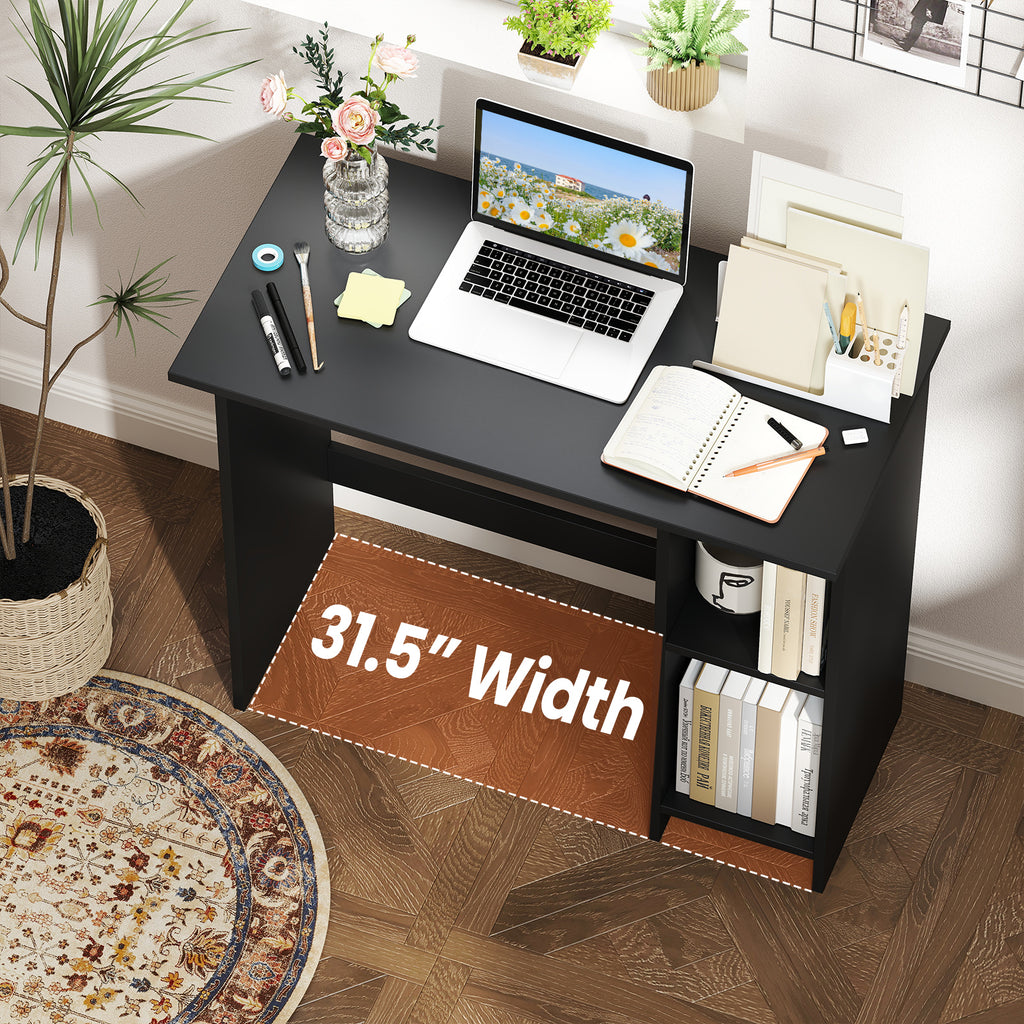 Small Computer Desk with Adjustable Shelf - Black